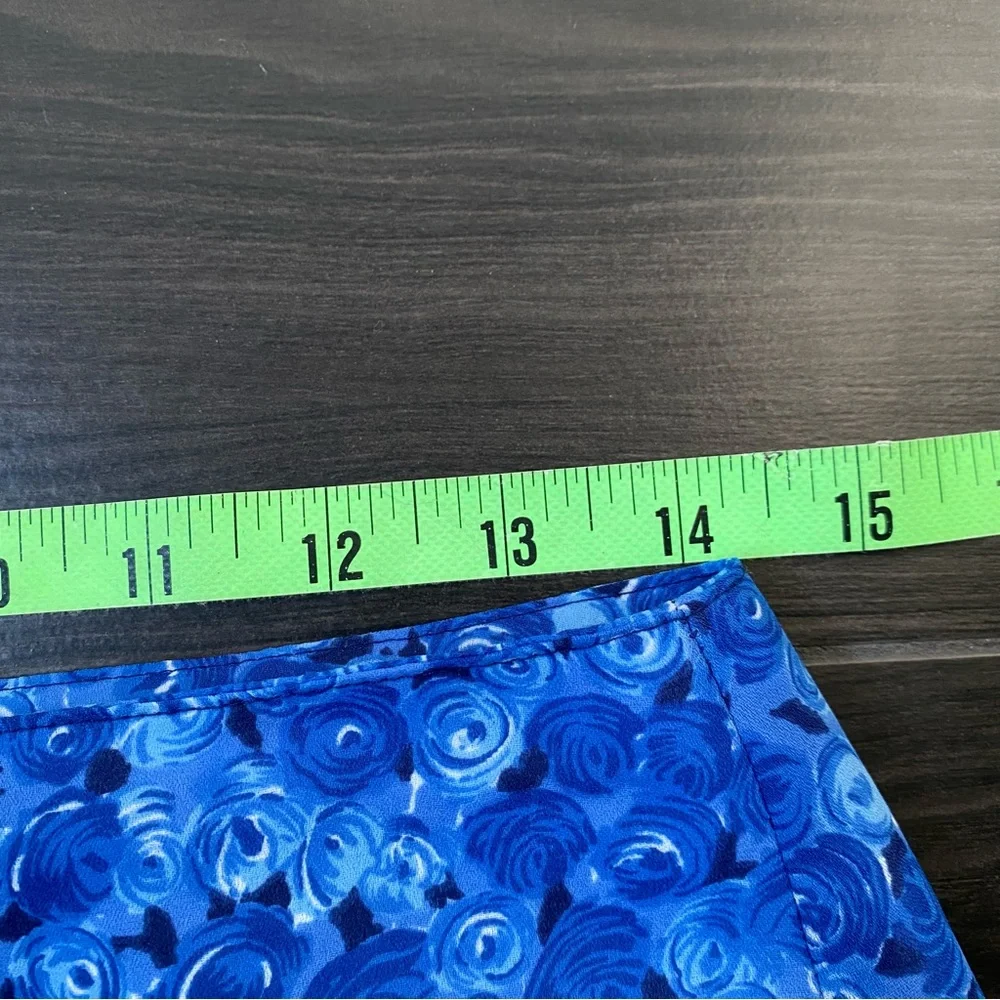 90s California Concepts Mini Blue Rose Print Skirt - Picture 7 of 7